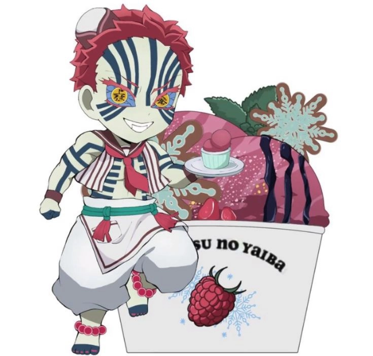Akaza chibi với biểu cảm tinh nghịch ngộ nghĩnh