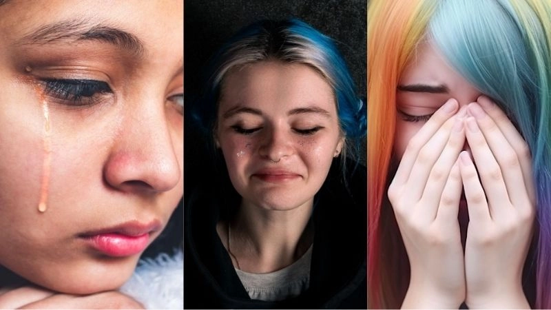  Ảnh con gái buồn khóc giữa đêm vắng khiến lòng xao động 