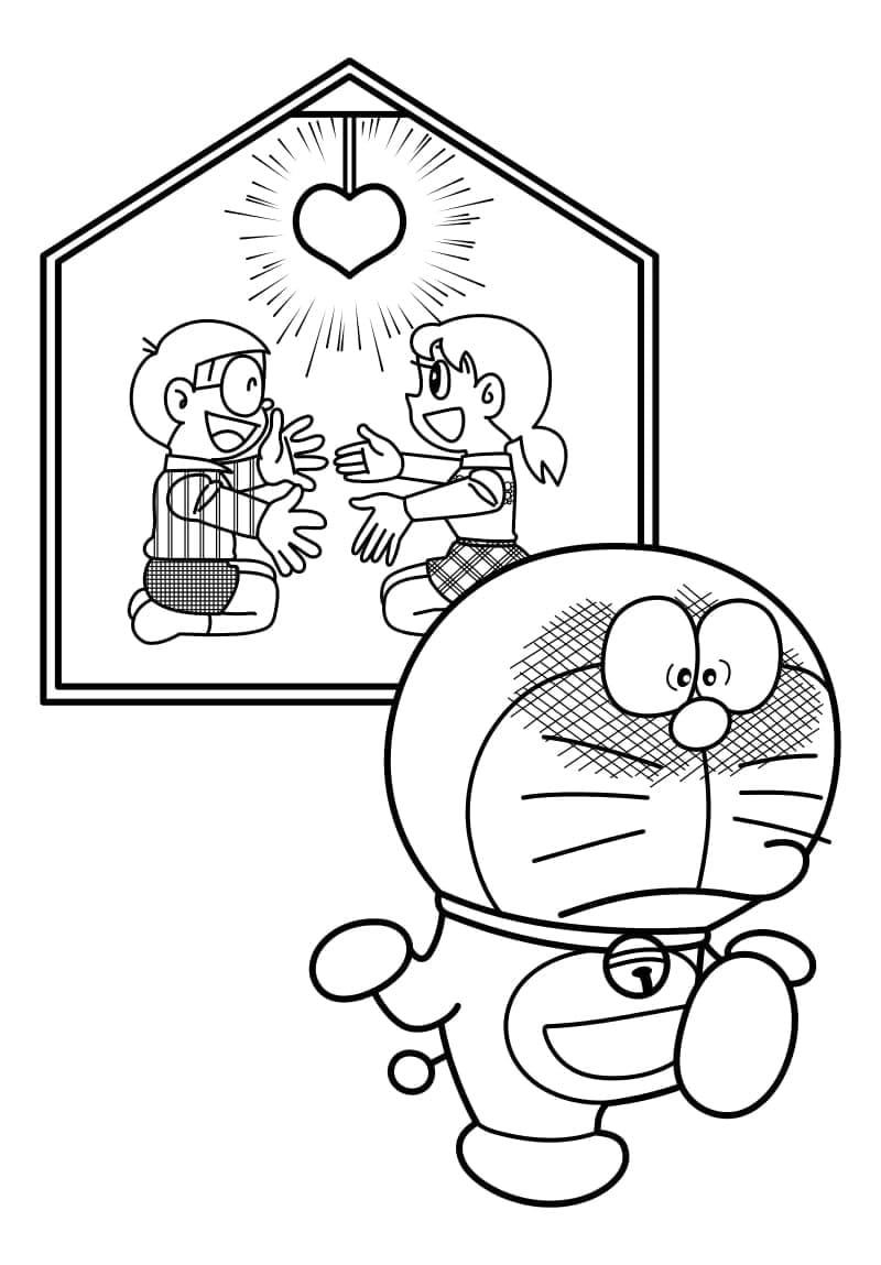 Bé mê mẩn tranh tô màu doremon vẽ doraemon cực sáng tạo