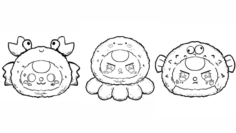  Tuyển chọn tranh tô màu baby three hải sản siêu dễ thương 