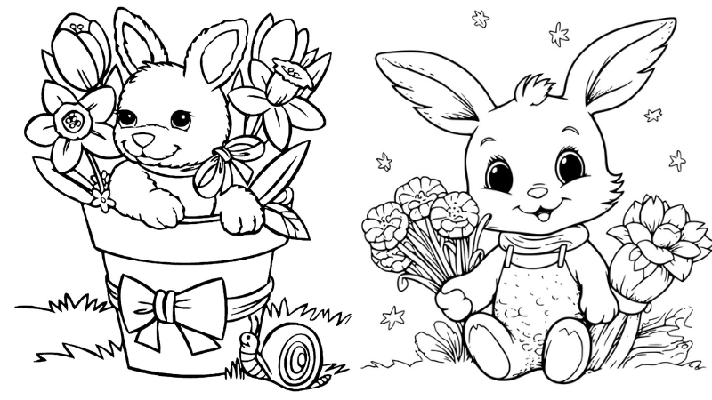  Tuyển tập tranh tô màu con thỏ đáng yêu cho bé tập tô 