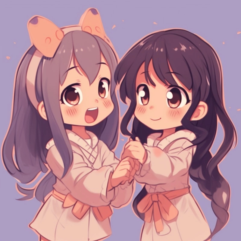 Tìm kiếm ảnh cặp anime cute avatar đôi bff nữ chibi cực đáng yêu