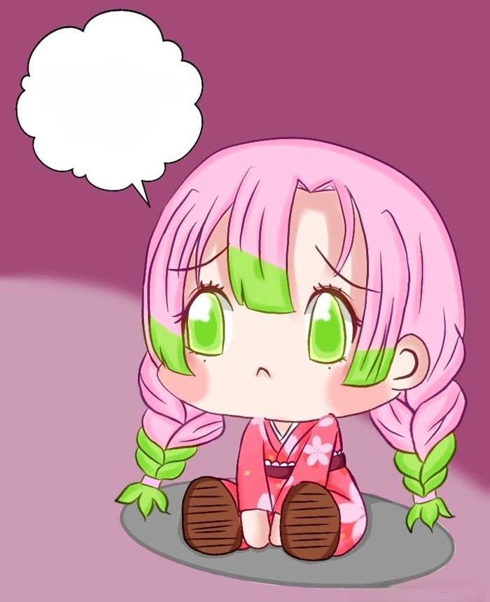 Hình ảnh tình cảm chibi mitsuri x obanai ngọt ngào