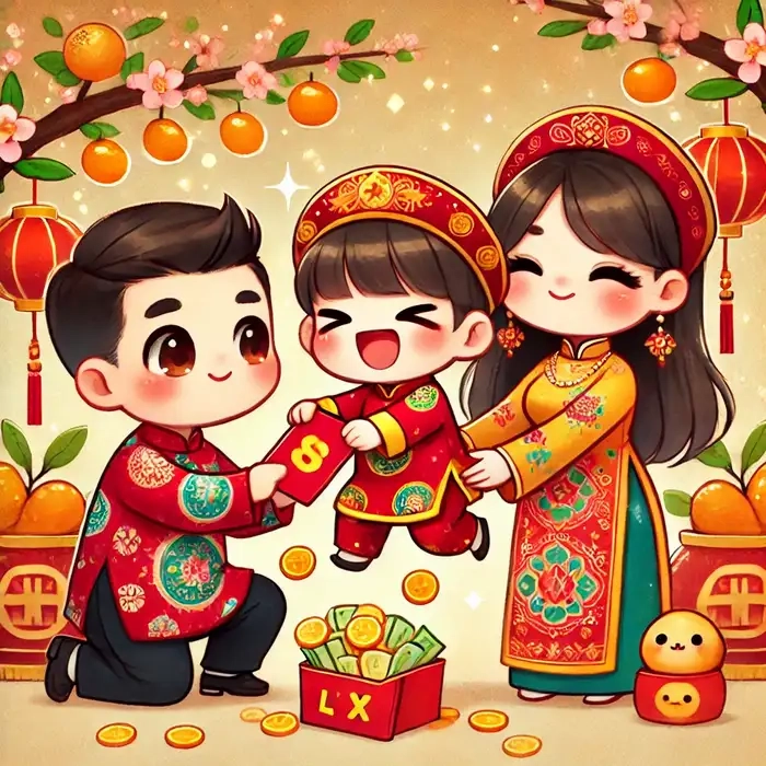Mẫu chibi tết chưa ghép mặt cực tiện lợi