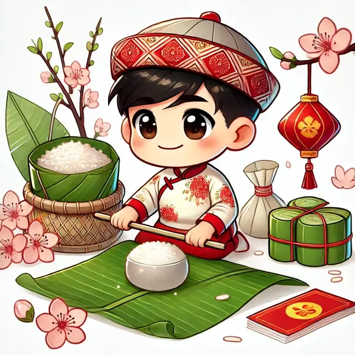 Sáng tạo với chibi ghép mặt tết siêu xinh