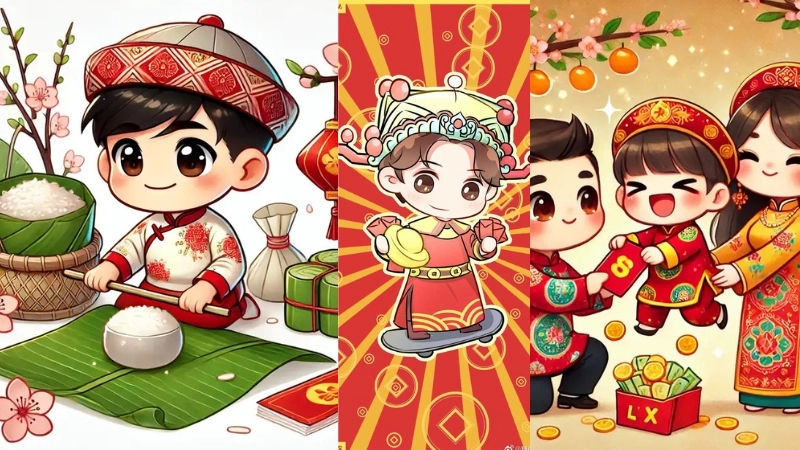  Tuyển chọn ảnh chibi Tết cute tặng bạn bè đầu năm 