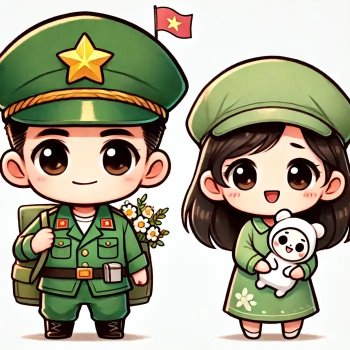 Chibi bộ đội Việt Nam dễ thương đáng yêu