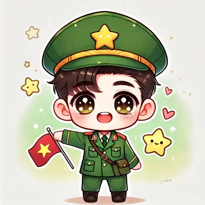 Chibi bộ đội thể hiện tinh thần Việt Nam