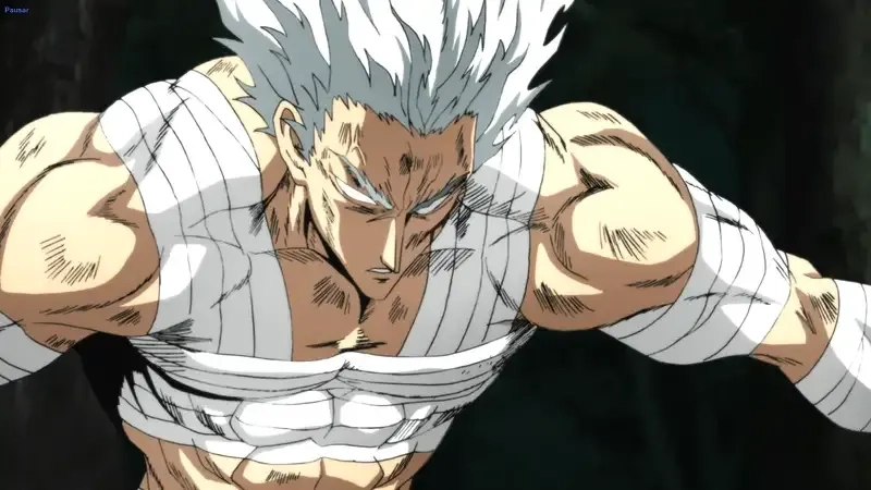 Garou pose tư thế chiến đấu đầy uy nghiêm