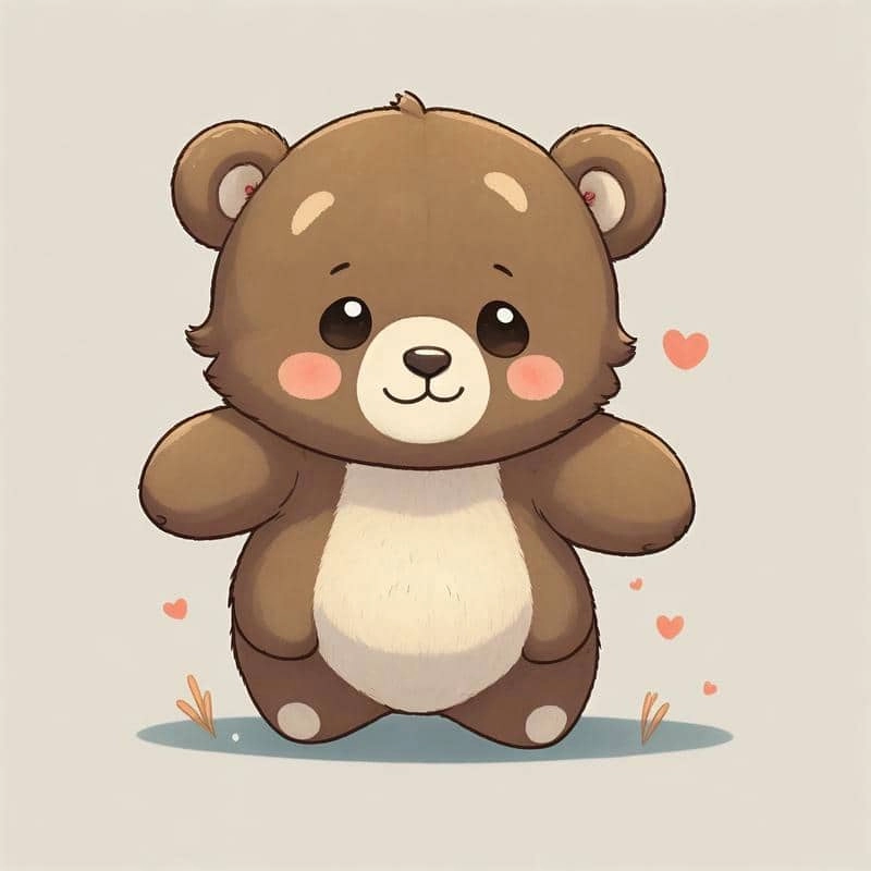 Chạm đến tim với hình gấu chibi dễ thương đáng yêu