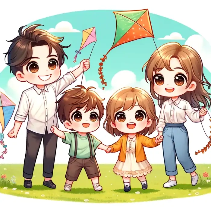 Ngập tràn yêu thương với ảnh gia đình hạnh phúc hoạt hình chibi