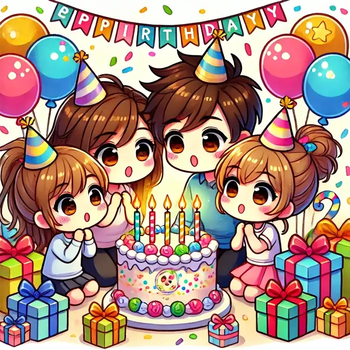 Cùng ngắm ảnh gia đình chibi 4 người