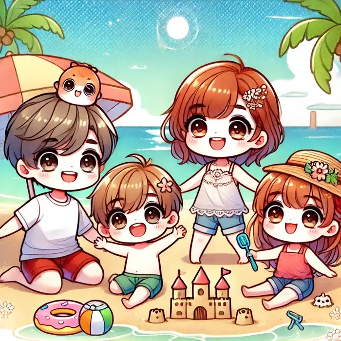 Mẫu đáng yêu từ chibi ghép mặt gia đình