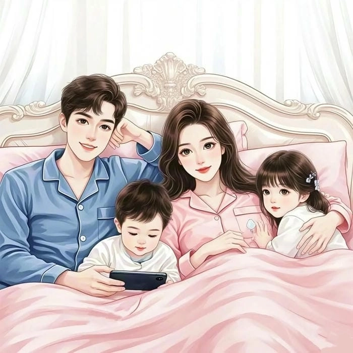 Cùng ngắm chibi ảnh gia đình hoạt hình 3 người