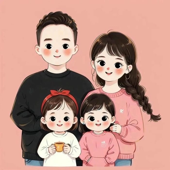Gợi ý mẫu để vẽ tranh gia đình chibi