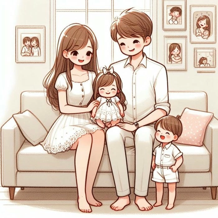 Tải về ngay hình nền gia đình chibi