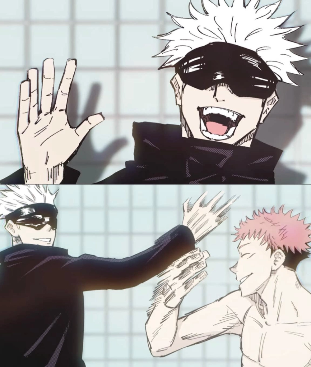 Gojo anime nổi bật với mái tóc trắng