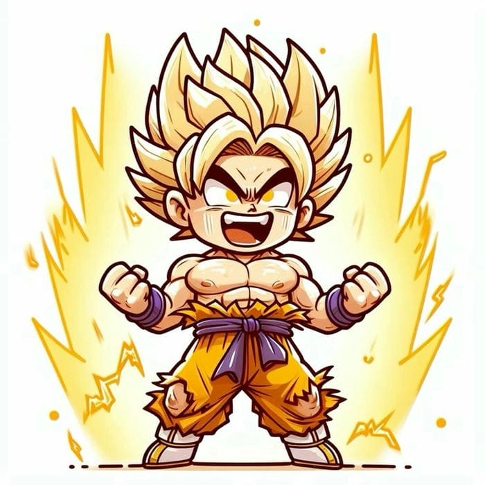Thưởng thức tranh goku chibi pixel art nghệ thuật