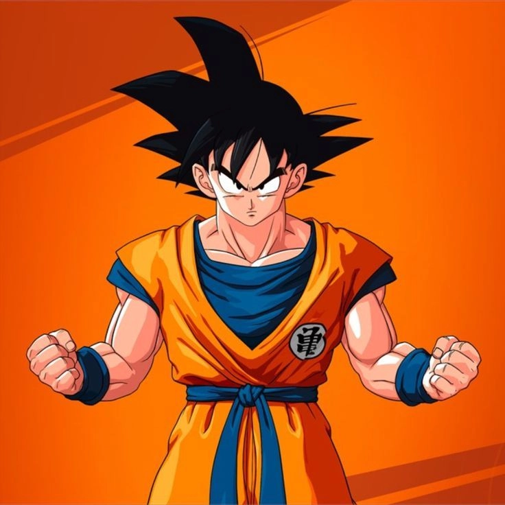 Đầu Goku kiểu tóc đặc trưng không thể nhầm lẫn