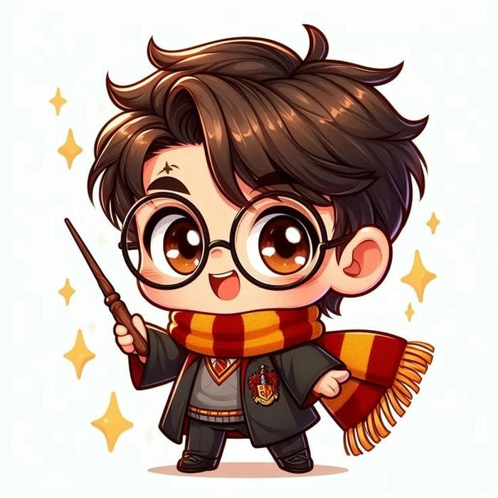 Phiên bản hoạt hình sống động harry potter chibi 3d