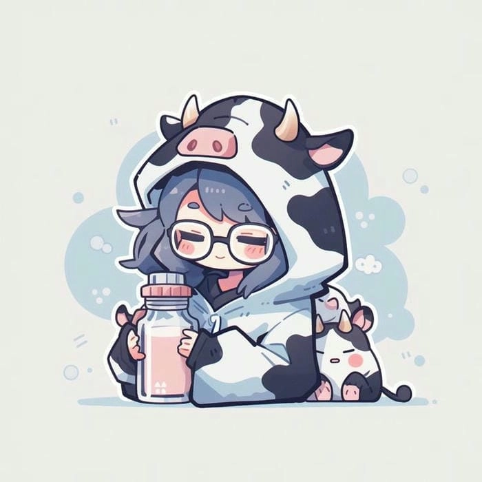 Tải avatar chibi nữ cute màu xanh dương cho avatar cá tính