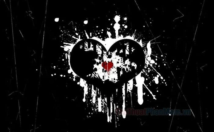 Cập nhật hình trái tim trắng nền đen buồn