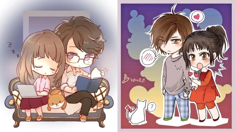  Tổng hợp các mẫu hình chibi cặp đôi cute hot trend 
