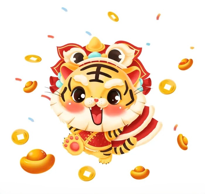 Biểu cảm sinh động của mặt hổ chibi dễ mến