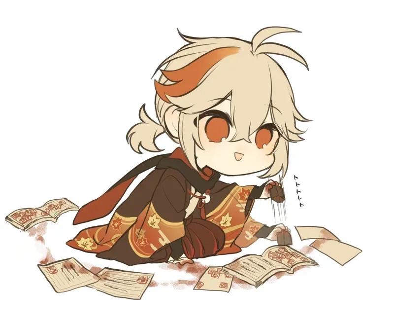 Bộ hình kaedehara kazuha chibi đẹp và bắt mắt