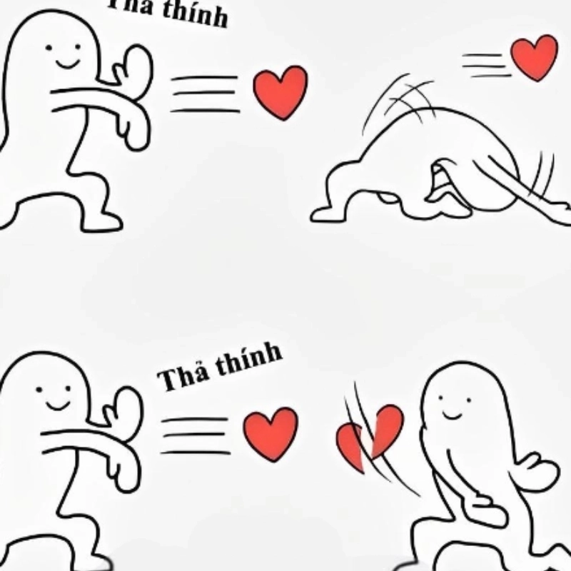 Tình yêu không đến từ một phía, dùng meme từ chối trái tim