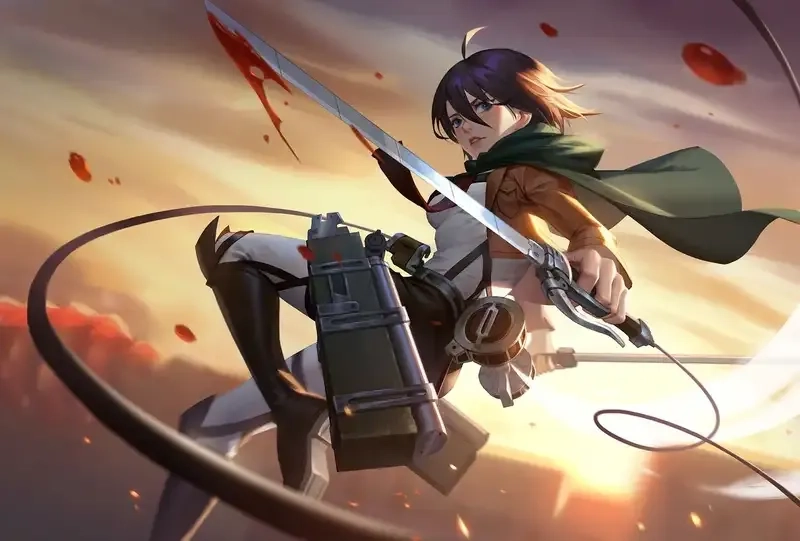 Ngắm Mikasa Ackerman mạnh mẽ chiến đấu