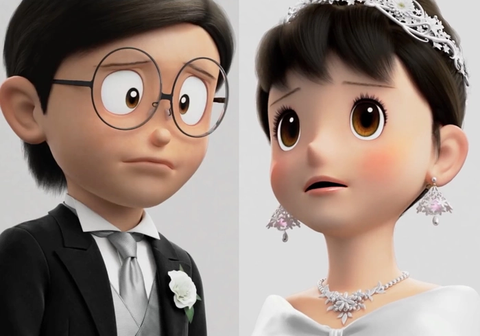 Hình ảnh Nobita và Xuka ngọt như viên kẹo