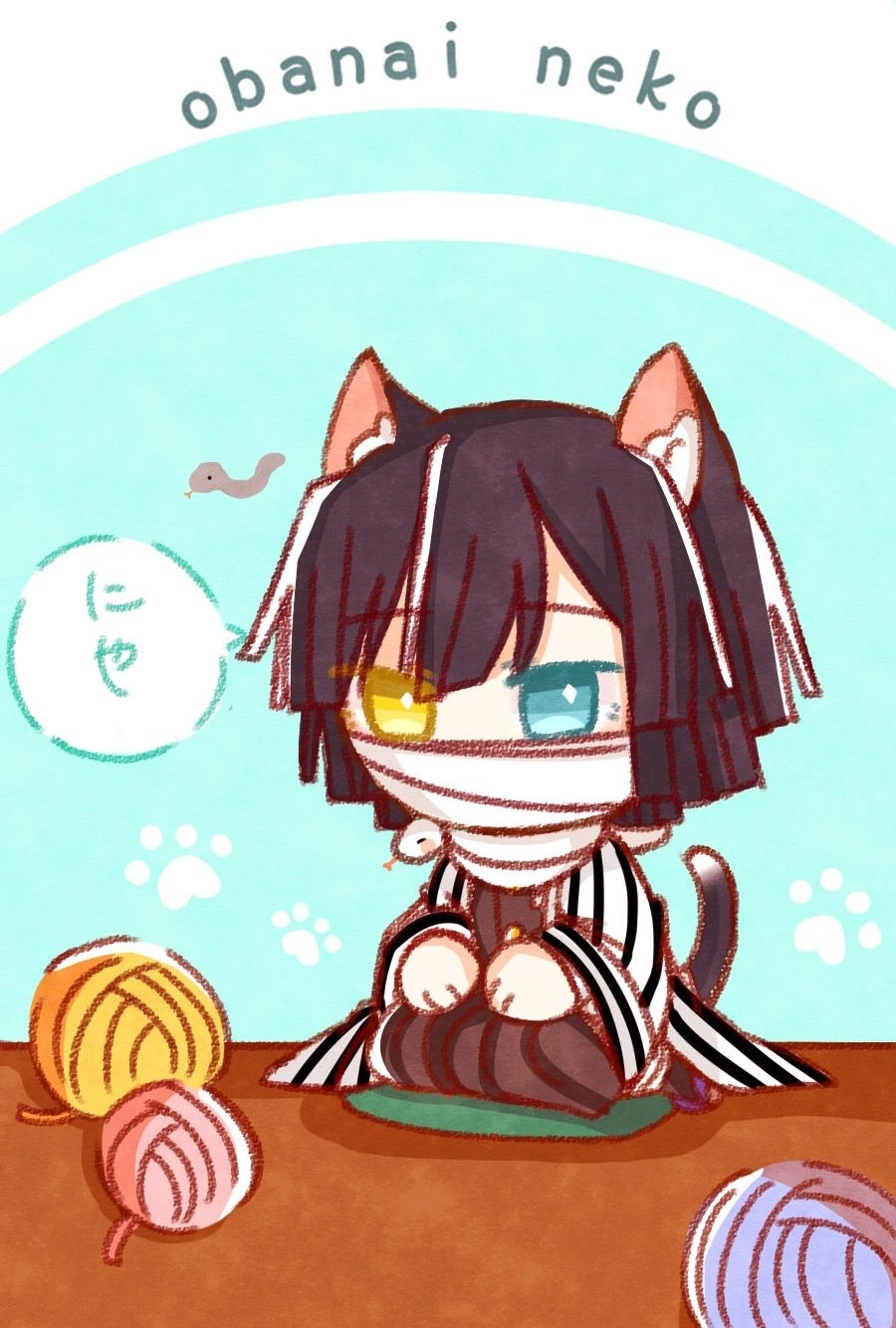 Iguro Obanai chibi biểu cảm tinh nghịch đáng yêu