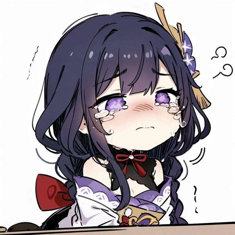 Crying chibi raiden shogun biểu cảm buồn