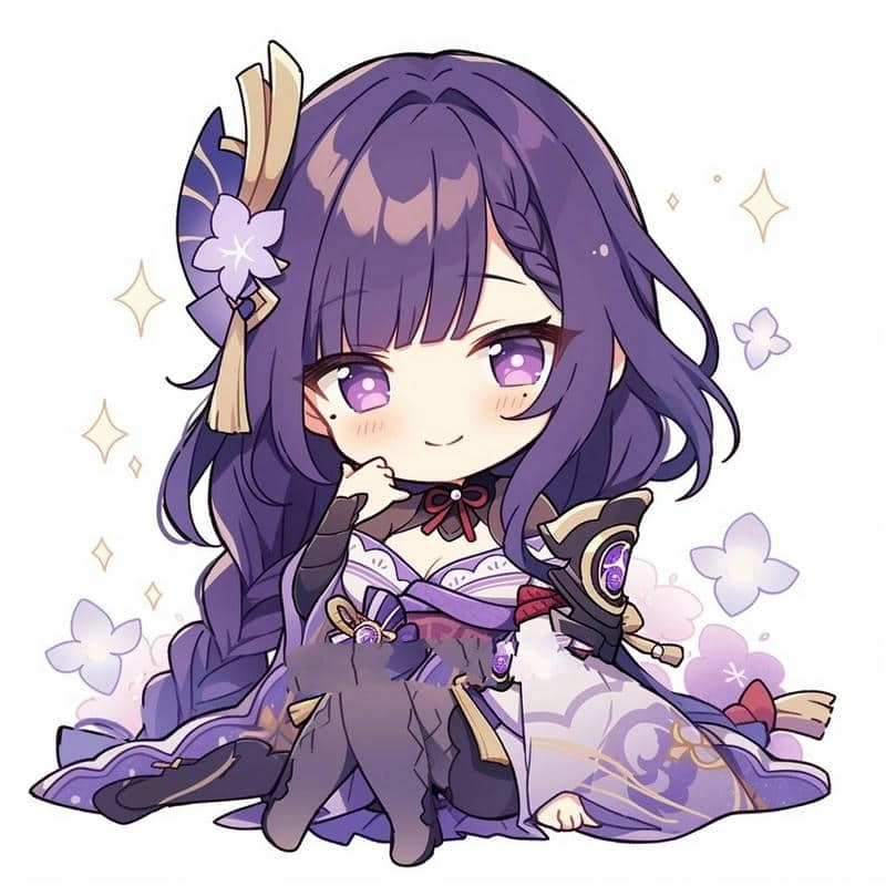 Genshin chibi raiden ảnh fan art đẹp