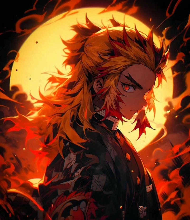 Rengoku Kyoujurou art nghệ thuật tái hiện hình ảnh hào hùng