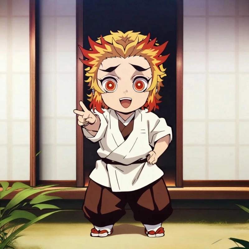 Chibi Rengoku phong cách hoạt hình sống động và dễ mến
