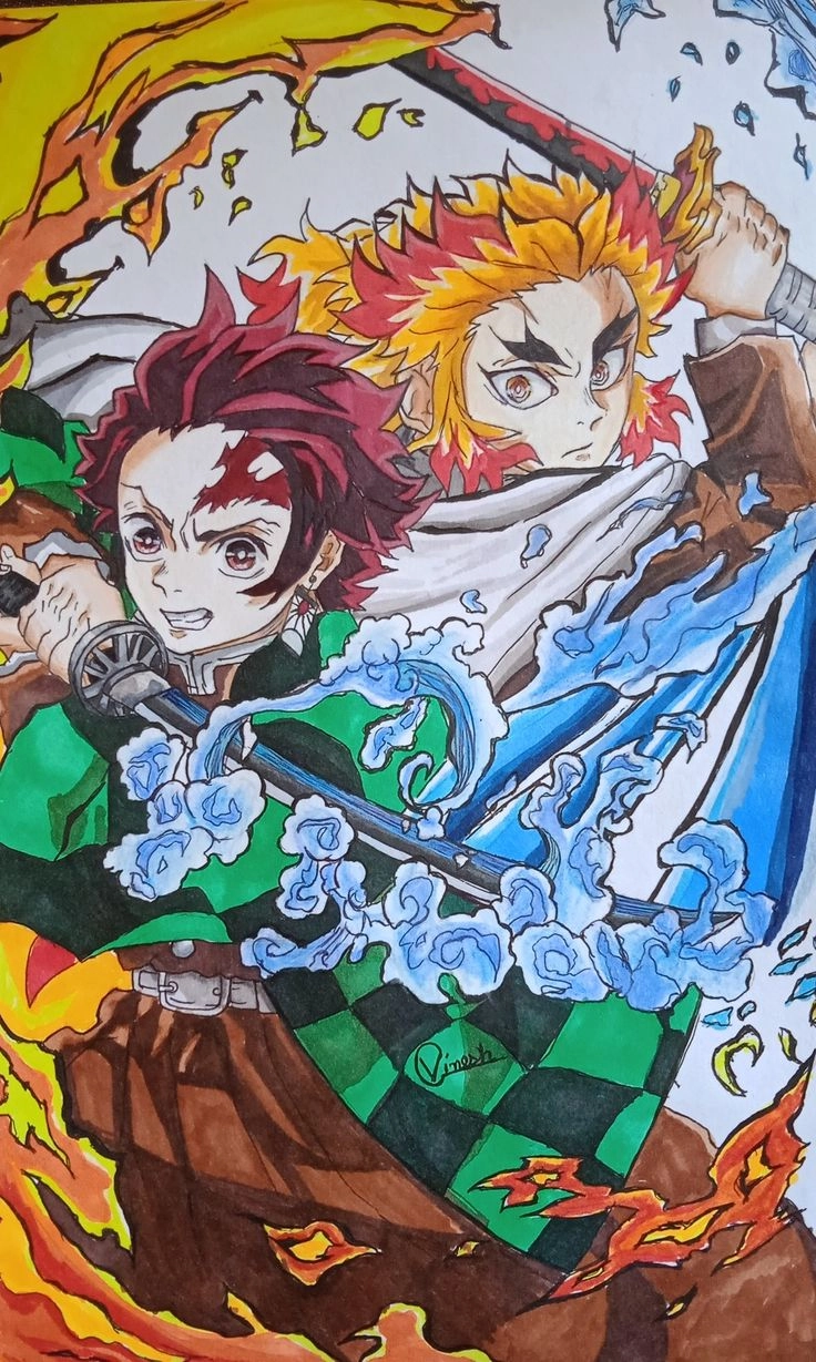 Tanjiro and Rengoku khoảnh khắc thầy trò gắn kết sâu sắc