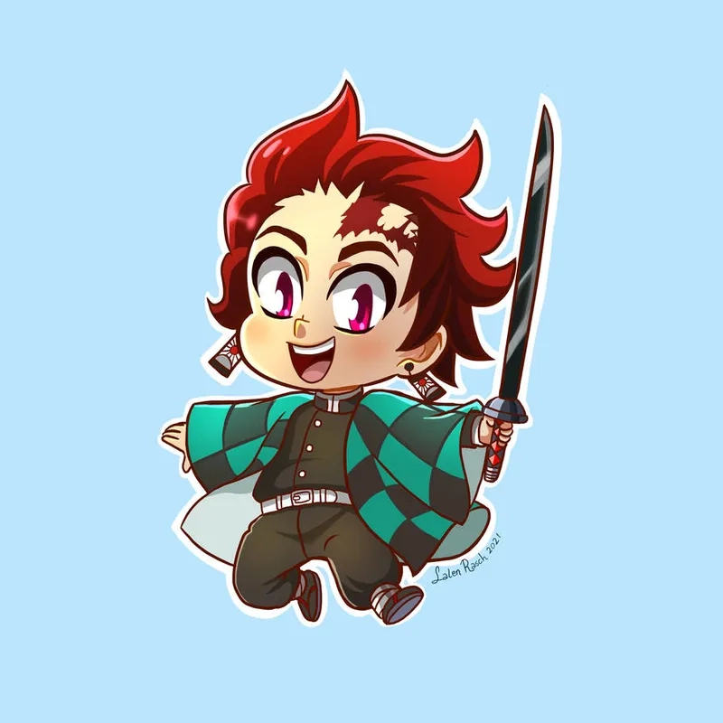 Chiêm ngưỡng tanjiro chibi meme hài hước
