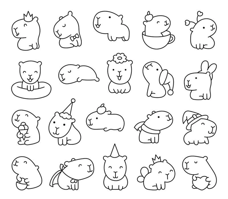 Lưu ngay bộ tranh tô màu cute capybara