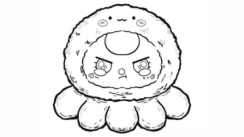 Tô màu vui với tranh tô màu baby three hải sản bạch tuộc