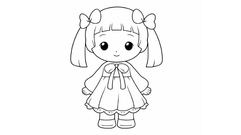 Bé thích mê tranh tô màu búp bê giấy chibi cute xinh xắn