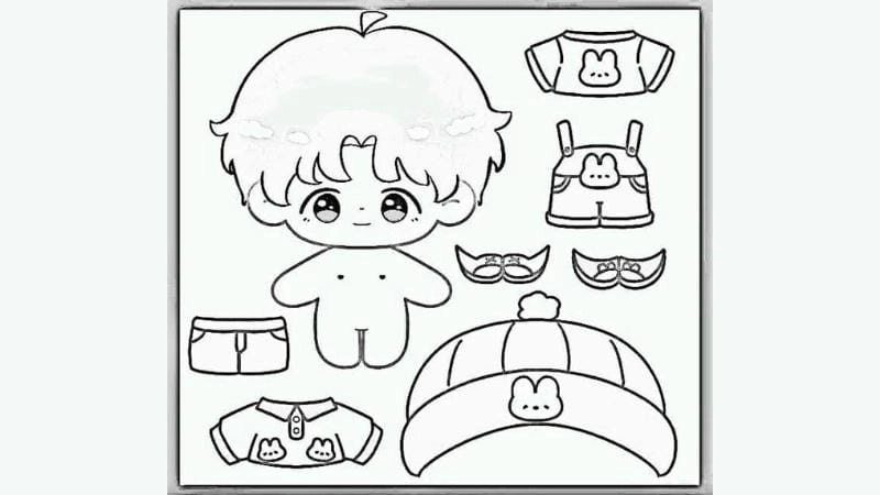 Bé trai cũng thích tranh tô màu búp bê giấy con trai độc đáo