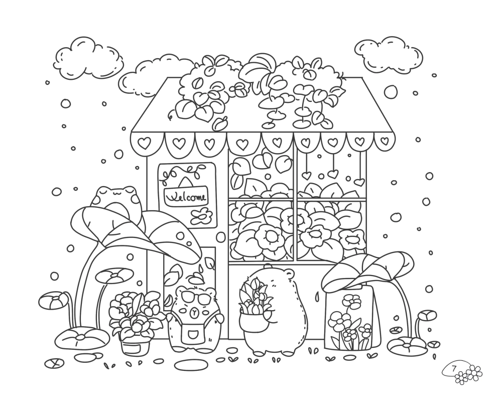 Bé thích hình vẽ tranh tô màu capybara cute cực xinh