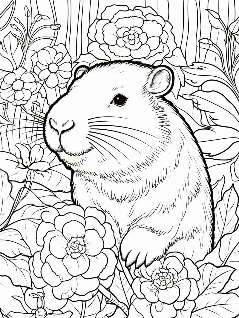 Ngắm nhìn tranh tô màu capybara cute mini đáng yêu