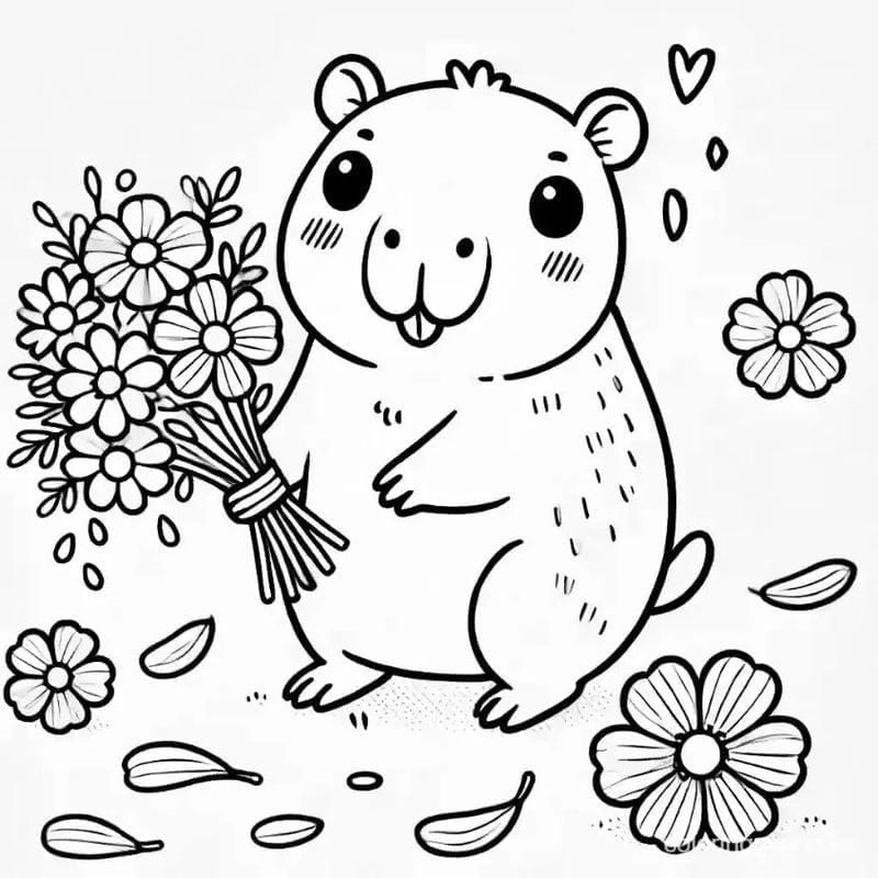 Khám phá chuột lang tranh tô màu capybara dễ thương