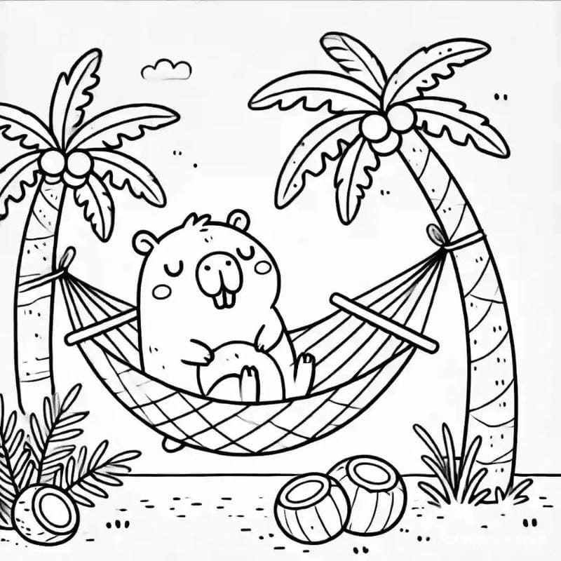 Sưu tập hình vẽ tranh tô màu capybara chibi cute xinh