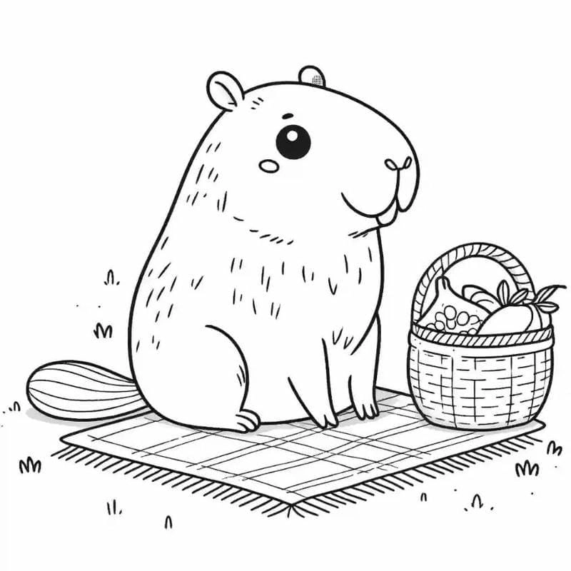 Ngắm nhìn chibi cute tranh tô màu capybara chibi cute dễ thương