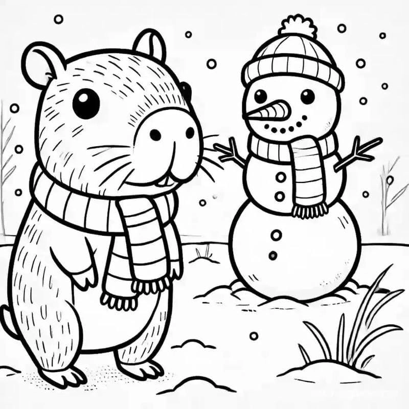 Bé thích tranh tô màu capybara uống trà sữa đáng yêu