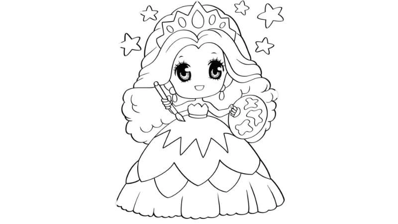 Tranh tô màu cho bé gái đáng yêu với tô màu hình công chúa